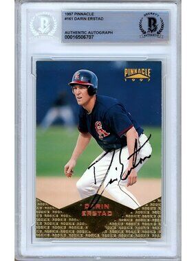Darin Erstad Signed 1997 Pinnacle #161 Angels Beckett BAS Slabbed Auto Card